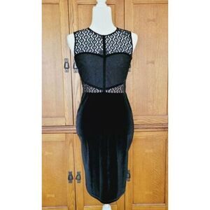 Le Chateau Women's Black Lace & Velvet Sleeveless Midi‎ Dress. Size XS
